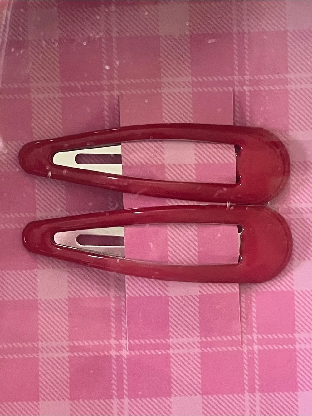 Set of 2 Revolution X Clueless Yellow Plaid Headband with Red Hair Clips